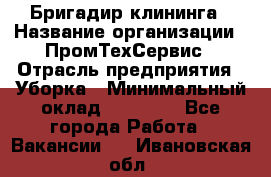 Бригадир клининга › Название организации ­ ПромТехСервис › Отрасль предприятия ­ Уборка › Минимальный оклад ­ 30 000 - Все города Работа » Вакансии   . Ивановская обл.